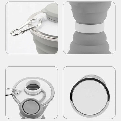 Foldable Silicone Water Bottle collapsed and compact for storage.