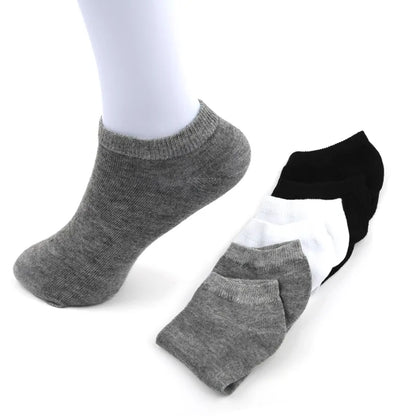 Set of 10 Breathable Sports Socks in black, white, and gray, designed for moisture-wicking and all-season comfort during workouts or daily activities.