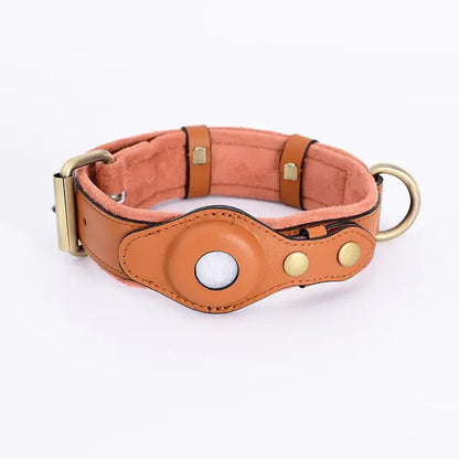 Classic leather anti-lost dog collar in elegant colors.