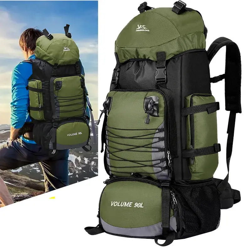 Close-up of the Outdoor Travel Backpack showcasing its pockets, straps, and material.