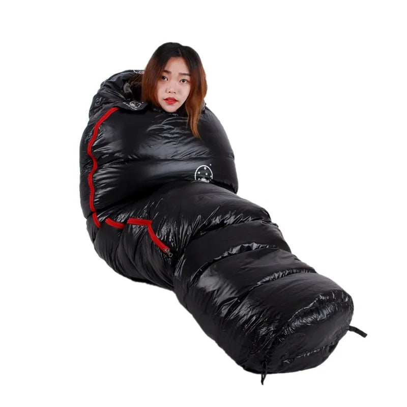 Outdoor Camping Sleeping Bag fully unrolled and ready for use.