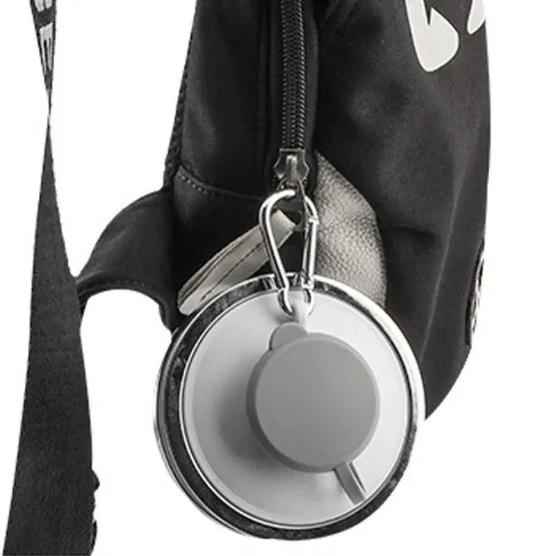 Foldable Silicone Water Bottle collapsed and compact for storage.