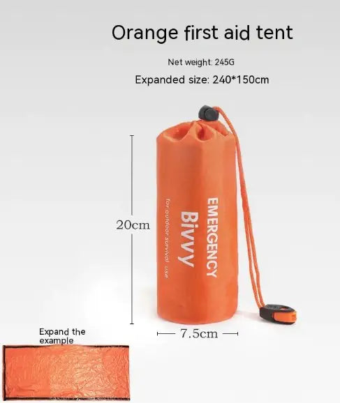 Portable outdoor disaster relief tent with quick setup, durable waterproof materials, and essential accessories including a sleeping bag and emergency blanket for camping and emergencies.