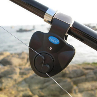 Close-up of the Carp Bite Fishing Alarm, showing the LED indicators and controls.