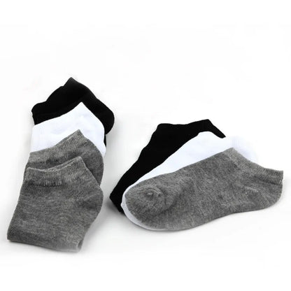 Set of 10 Breathable Sports Socks in black, white, and gray, designed for moisture-wicking and all-season comfort during workouts or daily activities.