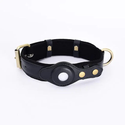 Classic leather anti-lost dog collar in elegant colors.