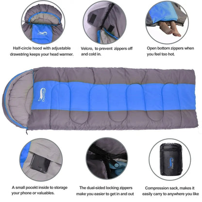 Camping Sleeping Bag fully unrolled and ready for use.