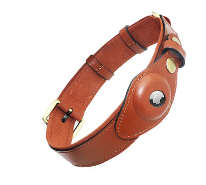 Classic leather anti-lost dog collar in elegant colors.