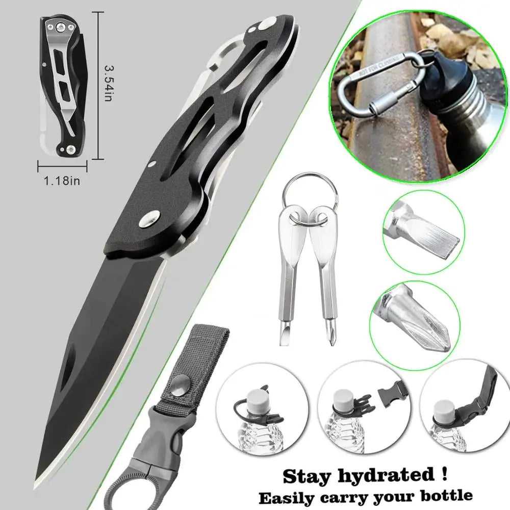 Military-Grade ABS Waterproof Survival Kit open, showing the organized contents.