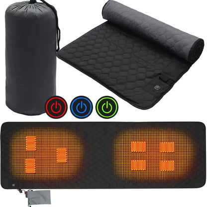 Outdoor USB Heating Sleeping Mat being used in a cold outdoor environment.